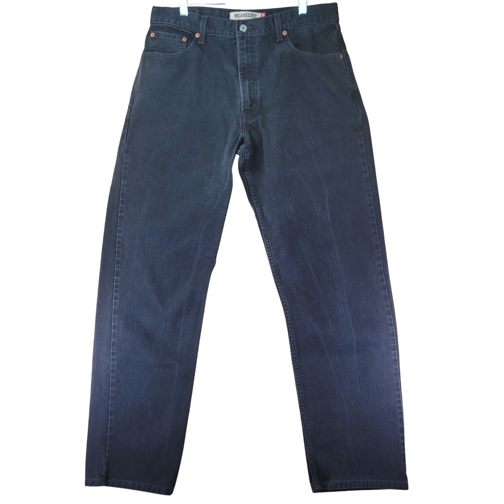 Levi's 550 Relaxed Fit Jeans Mens 35x33 Black Excellent Faded Denim Tapered‎ Leg